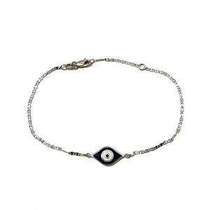 14K White Gold Reversible Evil Eye Bracelet